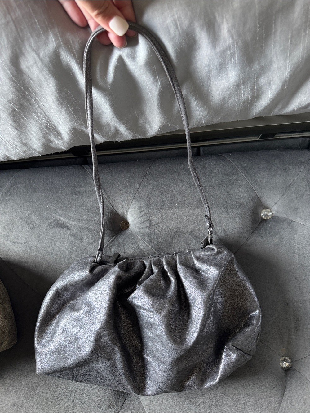 Metallic Gray Express Shoulder Bag